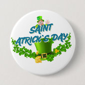 Saint Patrick’s Day Shirt – Lucky Leprechaun Hat & Button (Vorderseite)