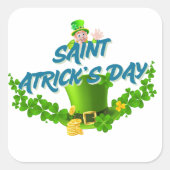 Saint Patrick’s Day Shirt – Lucky Leprechaun Hat & Quadratischer Aufkleber (Vorderseite)