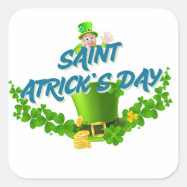 Saint Patrick’s Day Shirt – Lucky Leprechaun Hat & Quadratischer Aufkleber