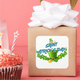 Saint Patrick’s Day Shirt – Lucky Leprechaun Hat & Quadratischer Aufkleber