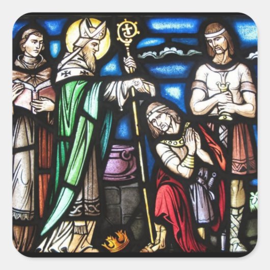 Saint Patrick und seine Anhänger Quadratischer Aufkleber (Vorderseite)
