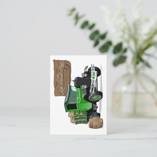 Saint Patrick Vintager Cartoon Weihnachtsfeuerwage Visitenkarte (Stehend Vorderseite)