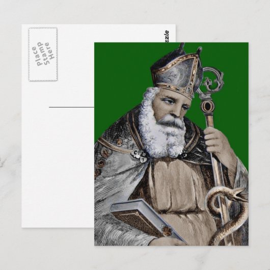 Saint Patrick's Bibel und Stab Postkarte (Vorne/Hinten)