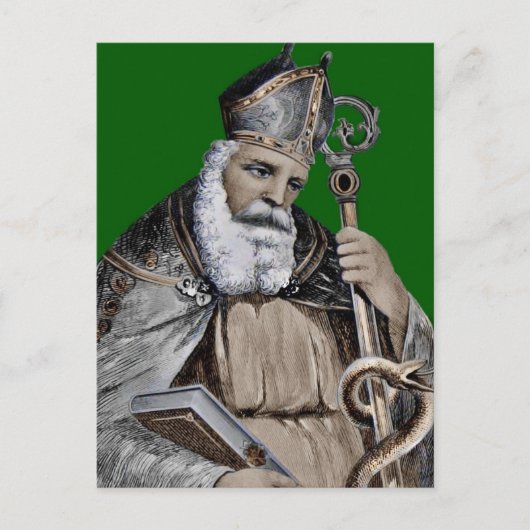 Saint Patrick's Bibel und Stab Postkarte (Vorderseite)