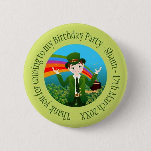 Saint Patrick's Birthday Boy Vielen Dank Button (Vorderseite)