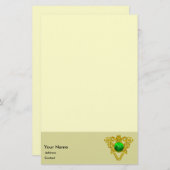 SAINT PATRICK'S CELTIC HERART, KLEEBLATT Cream Briefpapier (Vorne/Hinten)