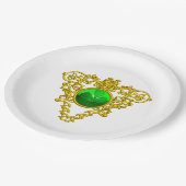 SAINT PATRICK'S CELTIC HERART, KLEEBLATT, weiß Pappteller (Schrägansicht)