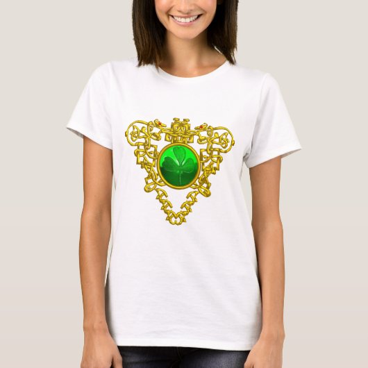 SAINT PATRICK'S CELTIC HERART MIT GRÜNEM KLEEBLATT T-Shirt (Vorderseite)