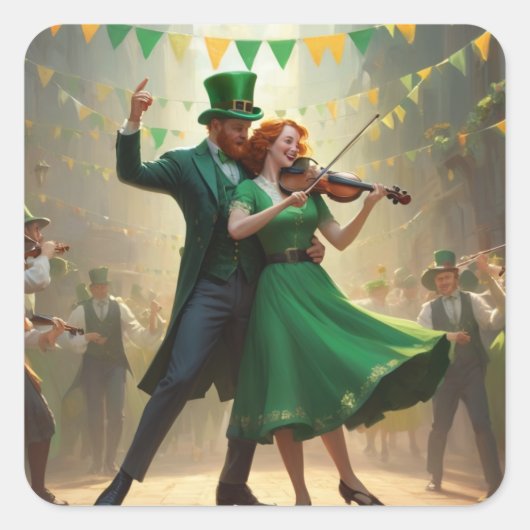 Saint Patrick's Dance Quadratischer Aufkleber (Vorderseite)