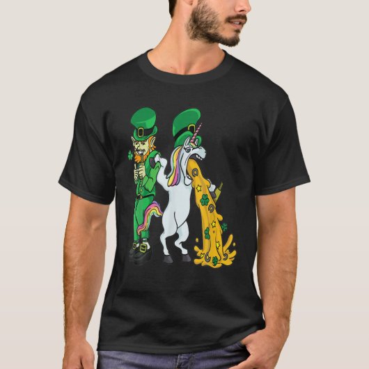 Saint Patrick's Day Betrunken Unicorn Leprechaun H T-Shirt (Vorderseite)