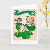 Saint Patrick's Day Boy & Girl, Vintag Karte (Gelbe Blume)