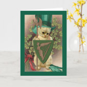 Saint Patrick's Day Cat Karte (Gelbe Blume)
