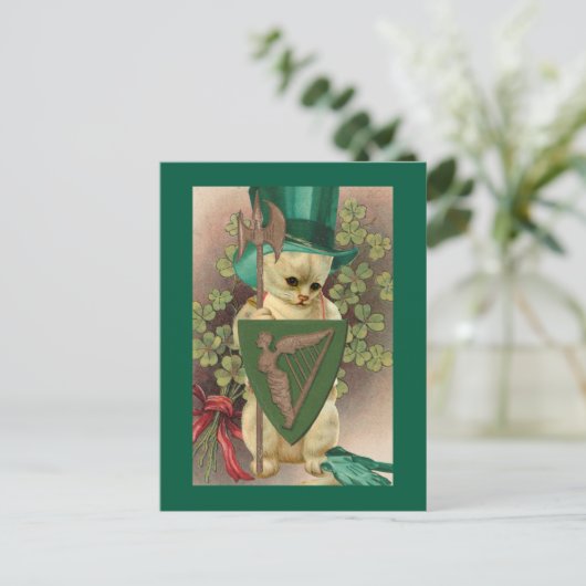 Saint Patrick's Day Cat Postkarte (Stehend Vorderseite)