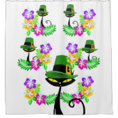 Saint Patrick's Day Dusche Vorhang Katze Blumen (Vorderseite)