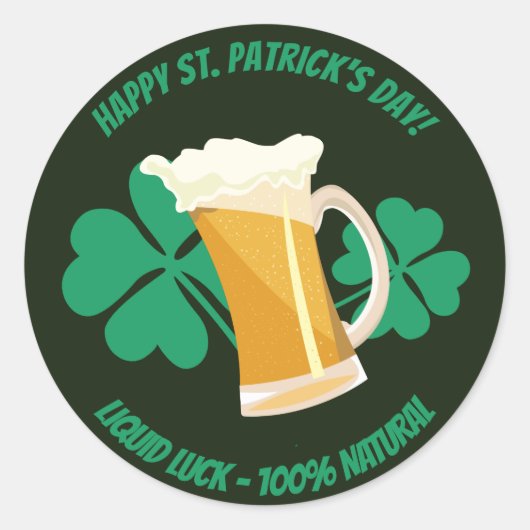 Saint Patrick's Day flüssiges Glück Runder Aufkleber (Vorderseite)