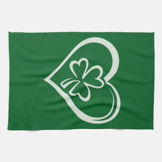 Saint Patrick's Day Funny Kleeblatt Herz Irish Geschirrtuch (Horizontal)