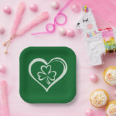 Saint Patrick's Day Funny Kleeblatt Herz Irish Pappteller (Party)