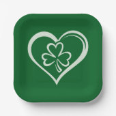 Saint Patrick's Day Funny Kleeblatt Herz Irish Pappteller (Vorderseite)
