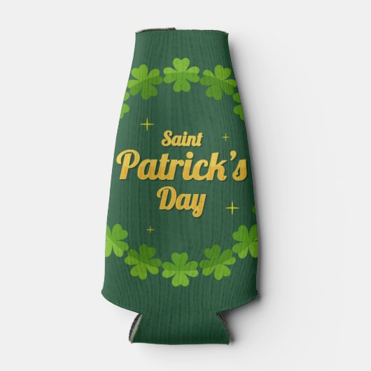 Saint Patrick's Day Green Kleeblatt Personalisiert Flaschenkühler (Vorderseite)