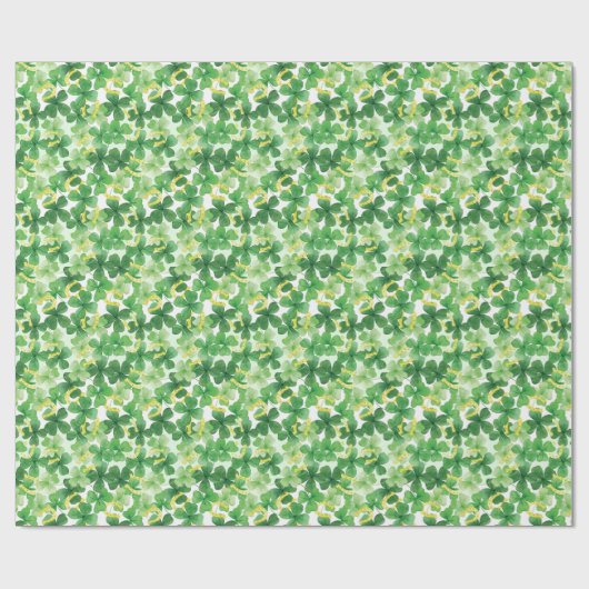 Saint Patrick's Day Green Vierblättriges Kleeblatt Geschenkpapier (Flach)