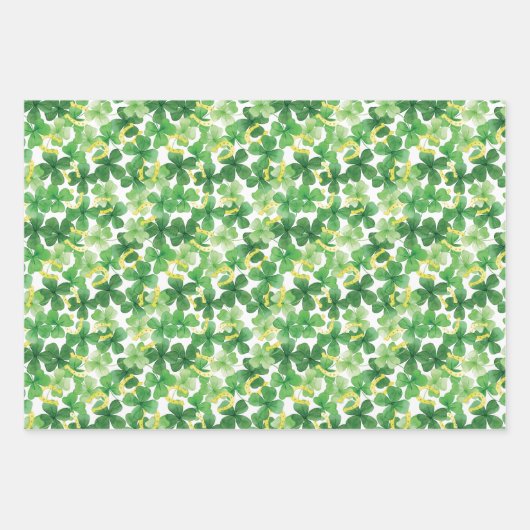Saint Patrick's Day Green Vierblättriges Kleeblatt Geschenkpapier Set (Vorderseite 2)
