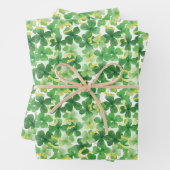 Saint Patrick's Day Green Vierblättriges Kleeblatt Geschenkpapier Set (Beispiel)