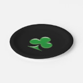 Saint Patrick's Day grünes schwarzes Kleeblatt Kle Pappteller (Schrägansicht)