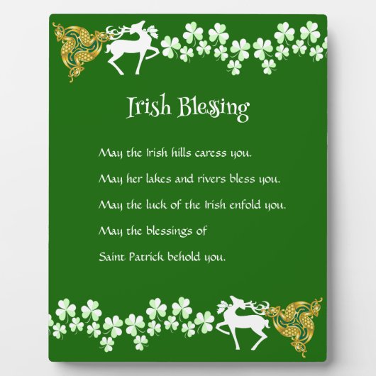 Saint Patrick's Day Irish Celtic Deer Kleeblatts Fotoplatte (Vorderseite)