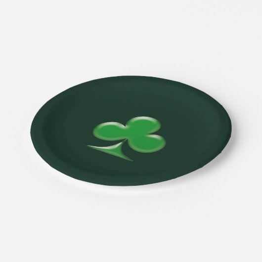 Saint Patrick's Day Irish DarkGreen Kleeblatt Pappteller (Schrägansicht)