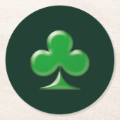 Saint Patrick's Day Irish DarkGreen Kleeblatt Runder Pappuntersetzer (Vorderseite)