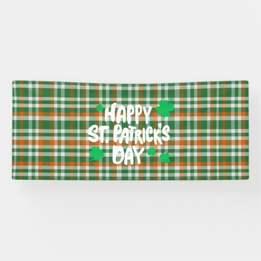 Saint Patrick's Day Irland Flaggenfarbener Gingham Banner (Horizontal)