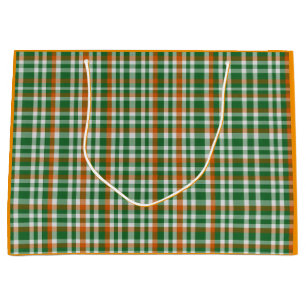 Saint Patrick's Day Irland Flaggenfarbener Gingham Große Geschenktüte