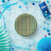 Saint Patrick's Day Irland Flaggenfarbener Gingham Pappteller (Party)