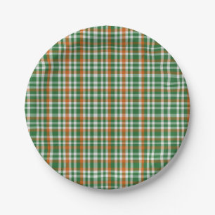 Saint Patrick's Day Irland Flaggenfarbener Gingham Pappteller