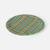 Saint Patrick's Day Irland Flaggenfarbener Gingham Pappteller (Schrägansicht)