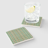 Saint Patrick's Day Irland Flaggenfarbener Gingham Steinuntersetzer (Seitenansicht)