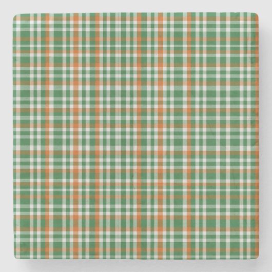 Saint Patrick's Day Irland Flaggenfarbener Gingham Steinuntersetzer (Vorderseite)