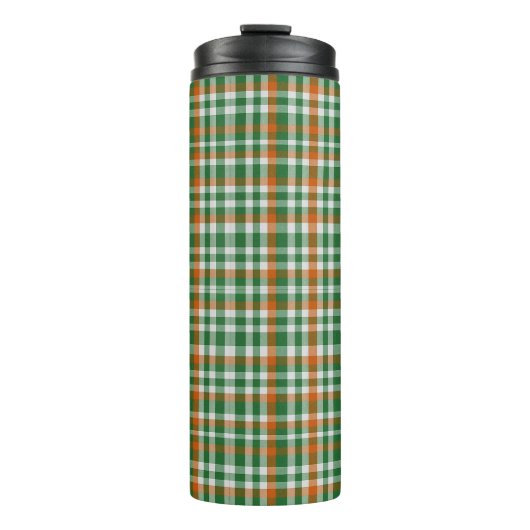 Saint Patrick's Day Irland Flaggenfarbener Gingham Thermosbecher (Vorderseite)