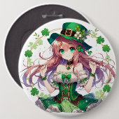 Saint Patrick's Day Klee Mädchen Button (Vorne & Hinten)