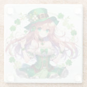 Saint Patrick's Day Klee Mädchen Glasuntersetzer (Rückseite)