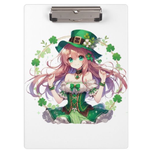 Saint Patrick's Day Klee Mädchen Klemmbrett (Vorderseite)