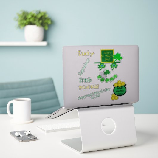 Saint Patrick's Day Leprechaun Vinyl Aufkleber (Laptop auf Schreibtisch)
