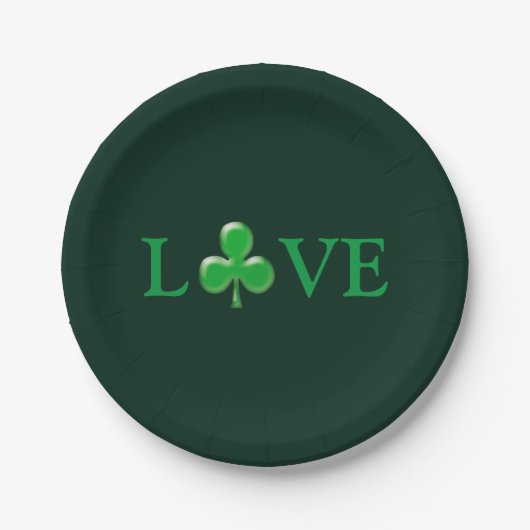 Saint Patrick's Day Liebe Green Clover Kleeblatt Pappteller (Vorderseite)