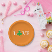 Saint Patrick's Day Liebe Grünes orangefarbenes Kl Pappteller (Party)