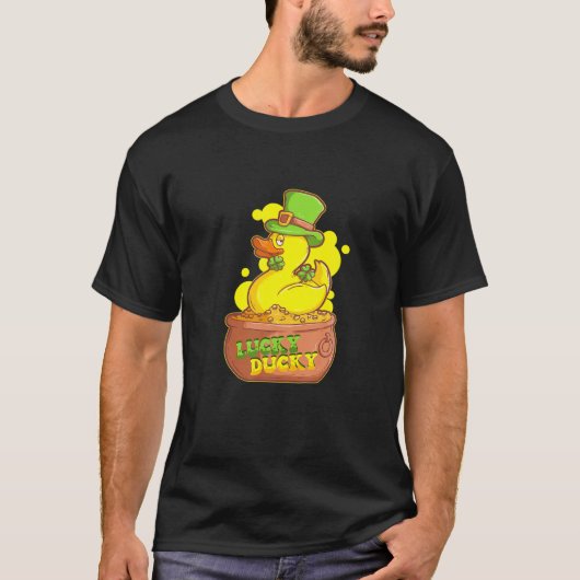 Saint Patrick's Day Lucky Duck - 4 Leaf Clover Duc T-Shirt (Vorderseite)