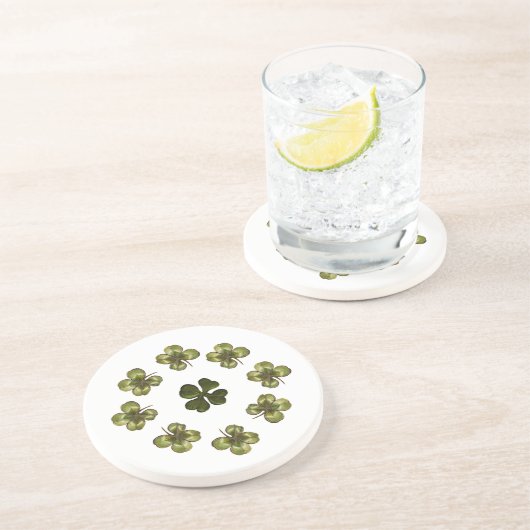 SAINT PATRICK'S DAY PARTY 5 Kleeblatt Sandstein Untersetzer (Seite)