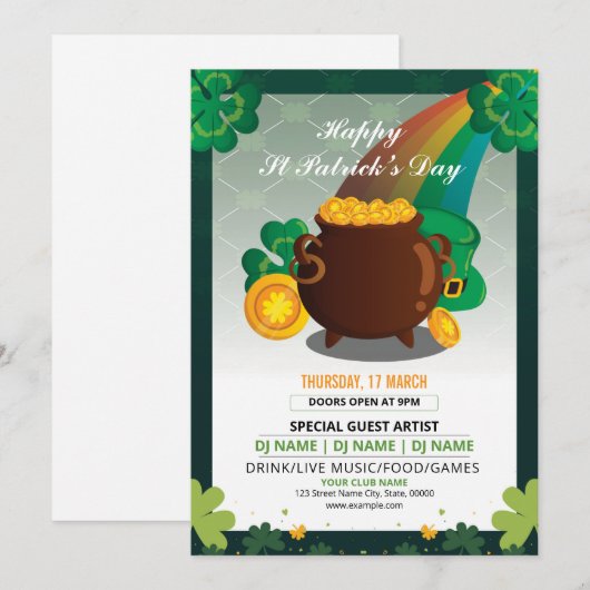 Saint Patrick's Day Party Einladung Flyer (Vorne/Hinten)