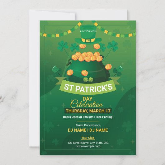 Saint Patrick's Day Party Invitation Flyer Einladung (Vorderseite)
