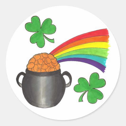 Saint Patrick's Day Rainbow Kleeblatt Clover Runder Aufkleber (Vorderseite)