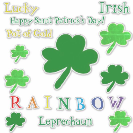 Saint Patrick's Day Rainbow Kleeblatts Vinyl Aufkleber (Vorderseite)
